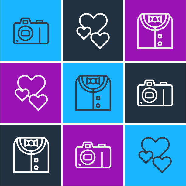 设行摄影套装和心形摄影图标图片下载