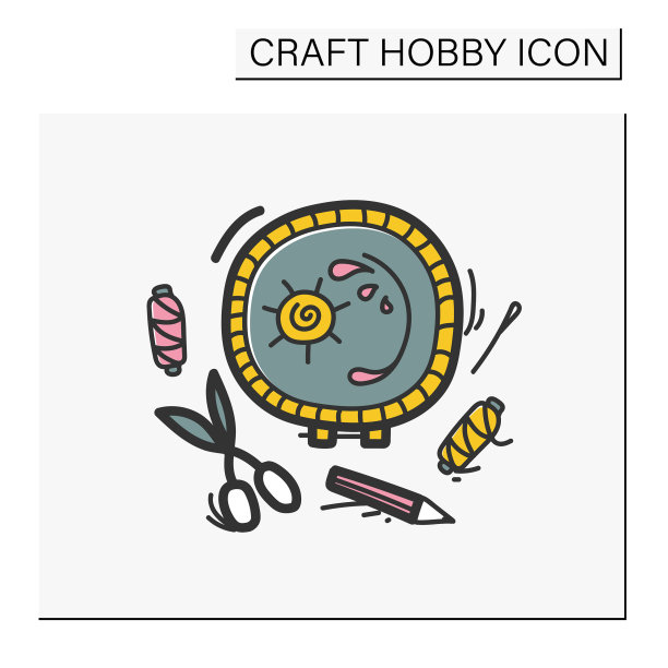 唯美刺绣手绘彩色图标图片下载