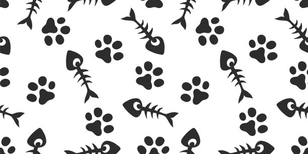 宠物的痕迹。猫爪猫或狗的爪子骨头。无缝的背景。图片下载