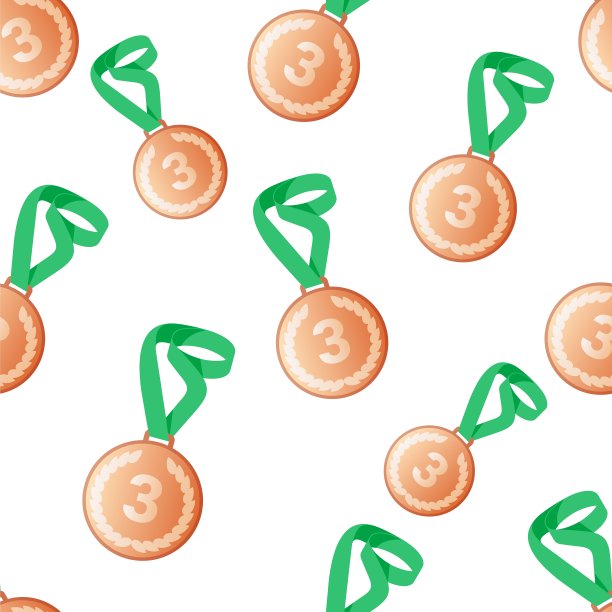 体育铜牌，奖品为锦标赛、马拉松、体育比赛的优胜者。无缝的背景。图片下载