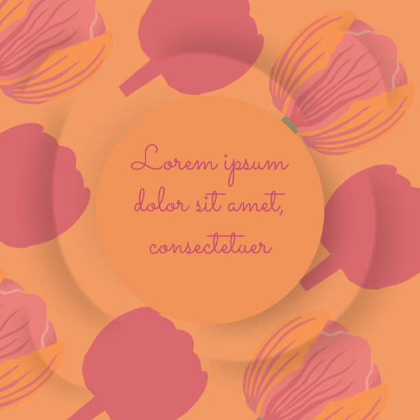 抽象的同心背景与郁金香花图片下载