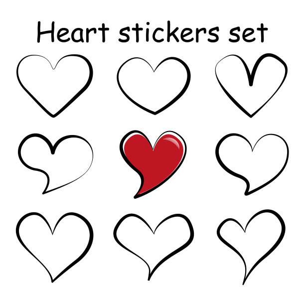 不同线形心形贴纸集图片下载