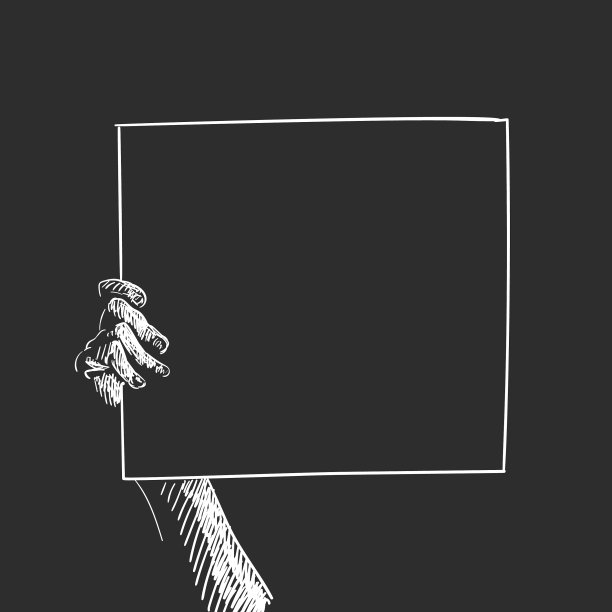 手握空白横幅白色草图上的黑色图片下载