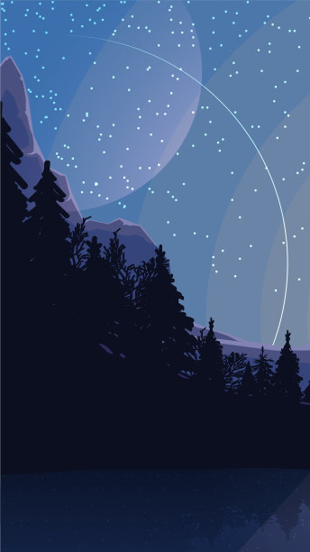 景观以星空行星松林为界图片下载