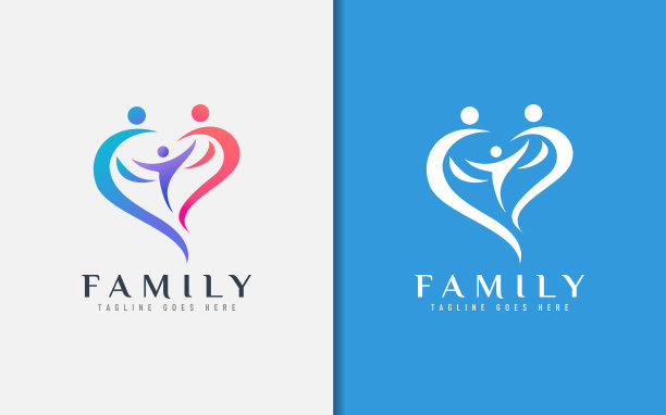 家庭标志设计抽象多彩的家庭组图片下载