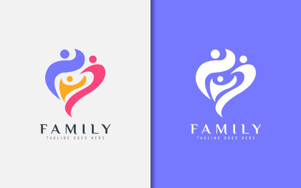 家庭标志设计抽象多彩的家庭组图片下载