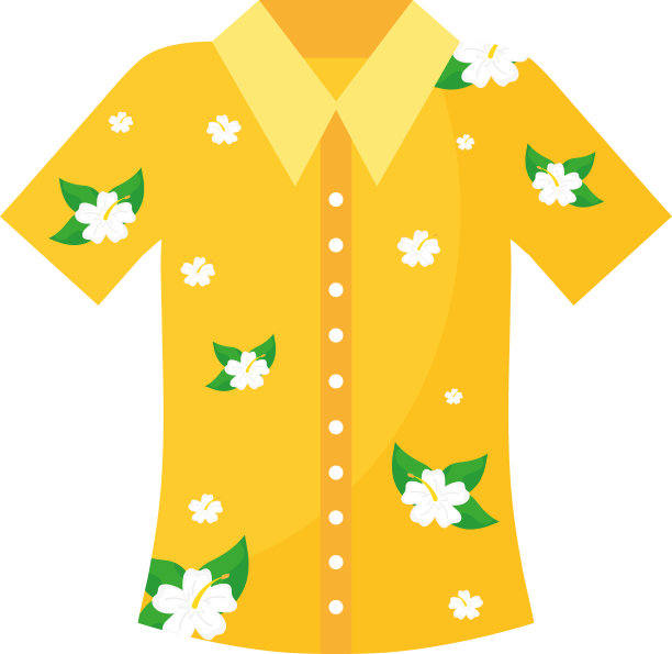 带有花的黄色热带t恤图片下载