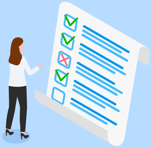 女人学习调查问卷。女性性格检查和等级测试。考试评价的概念图片下载