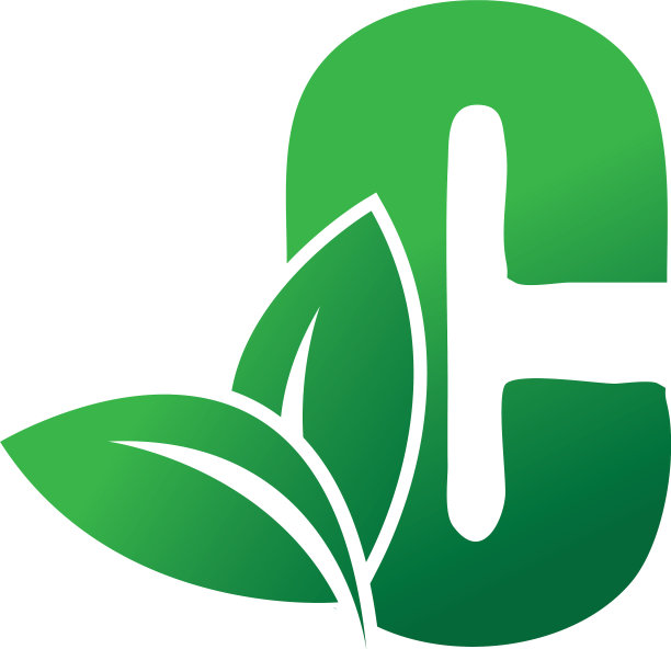 绿色生态字母c标志与树叶符号图片下载