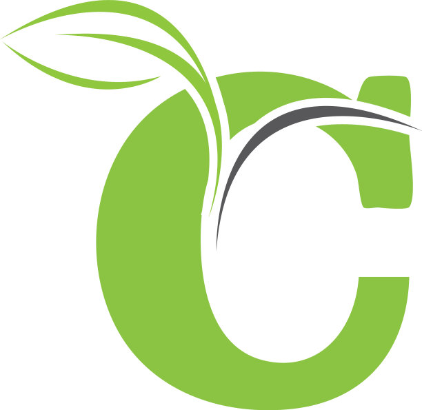 绿色生态字母c标志与树叶符号图片下载