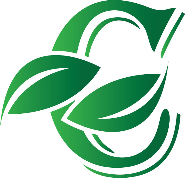绿色生态字母c标志与树叶符号图片下载