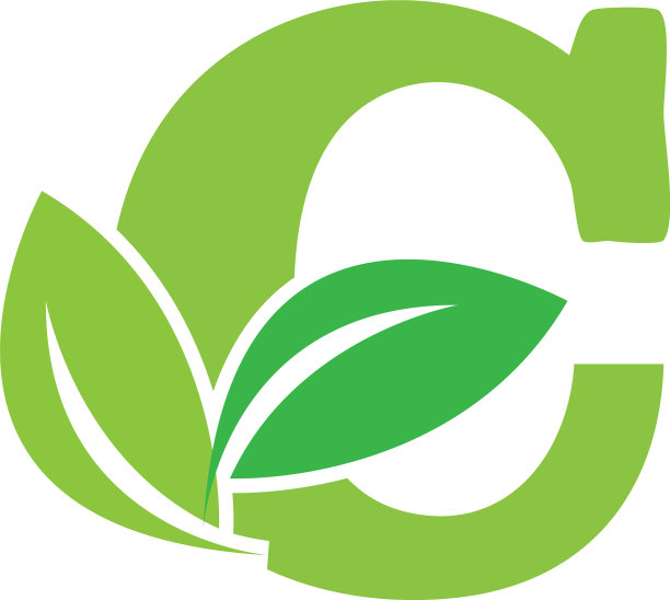 绿色生态字母c标志与树叶符号图片下载