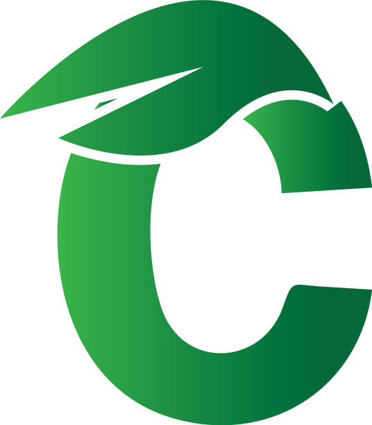 绿色生态字母c标志与树叶符号图片下载