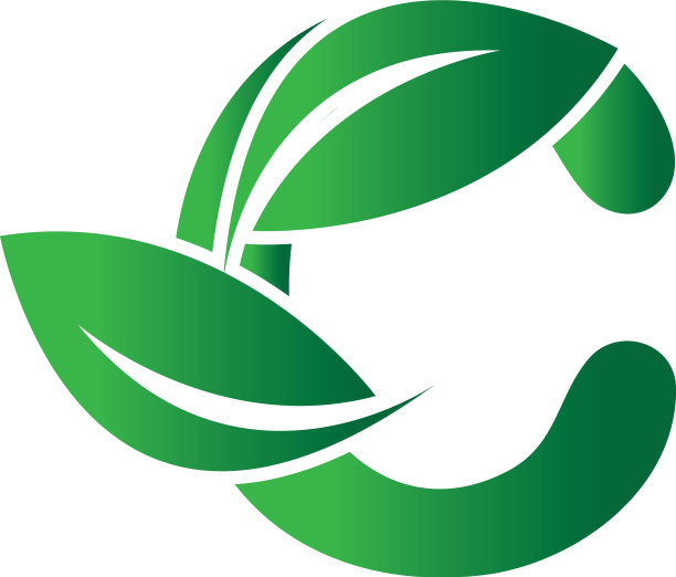 绿色生态字母c标志与树叶符号图片下载
