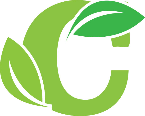 绿色生态字母c标志与树叶符号图片下载