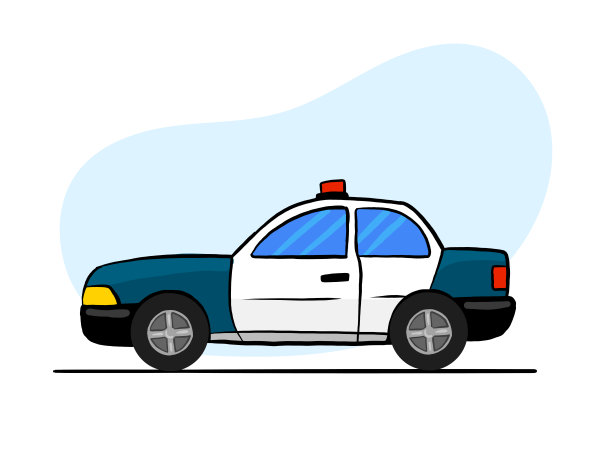 复古警车手绘流行艺术风格插图图片下载