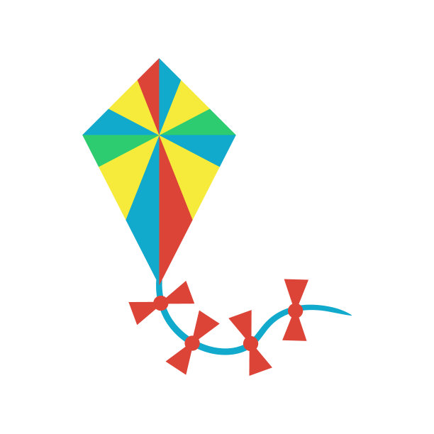 一只色彩鲜艳的风筝。矢量插图孤立在白色背景。图片下载