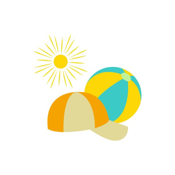 沙滩球，帽子，阳光，夏天图片下载