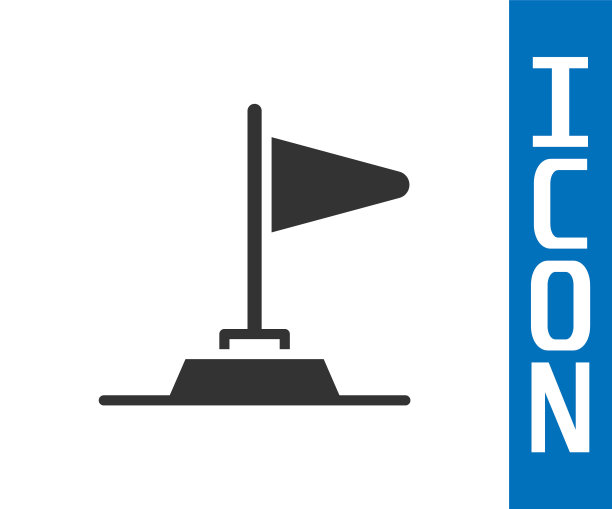 灰旗图标孤立在白色背景。胜利、制胜和战胜逆境的观念。向量图片下载