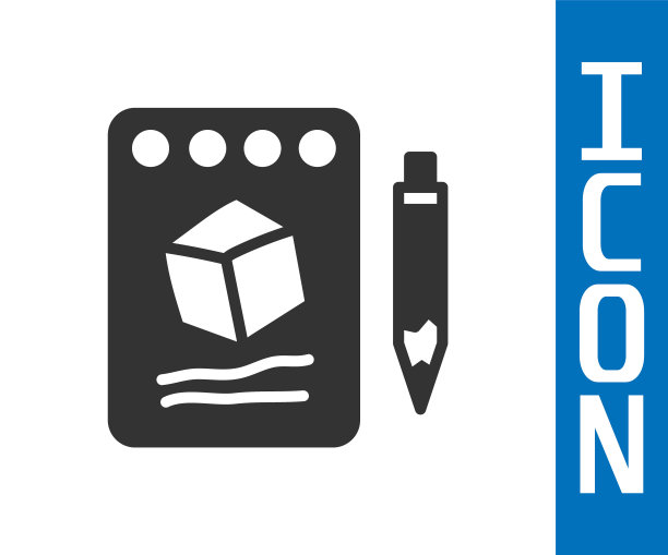 灰色草图在纸上图标孤立在白色背景。向量图片下载