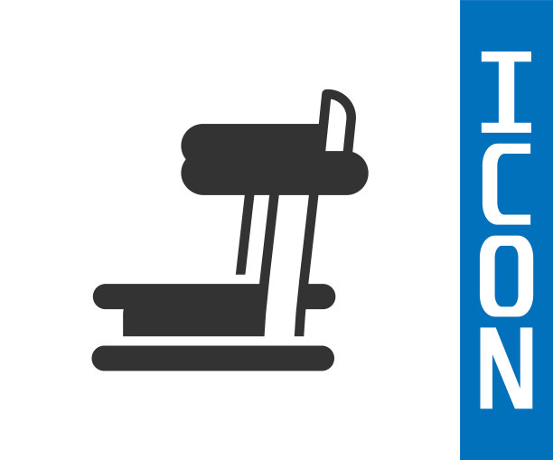 灰色跑步机图标孤立在白色背景。向量图片下载