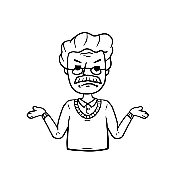 一个不高兴的人举起双手。悲伤的角色。悲伤的人。图片下载