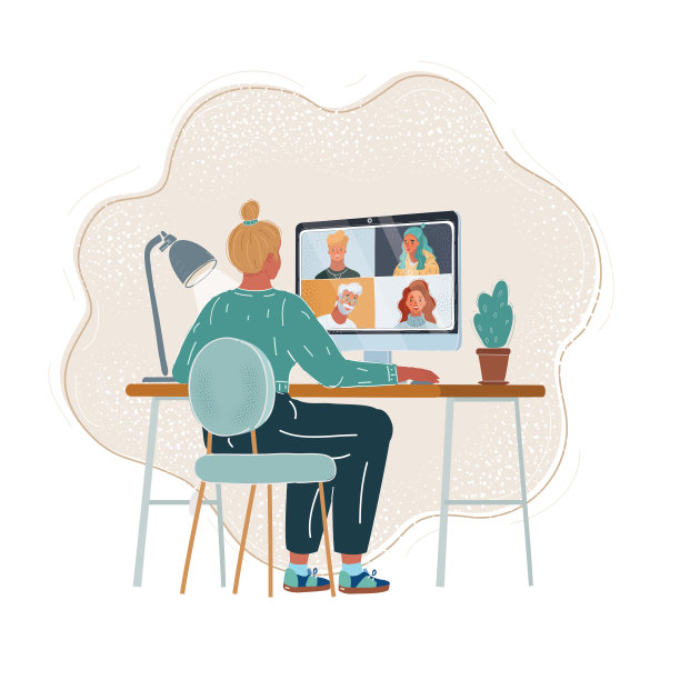 视频会议。业务团队使用聊天召集在线会议图片下载