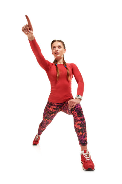 女运动员蹲着指指点点图片下载