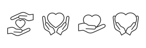 带手的爱心线性图标集图片下载
