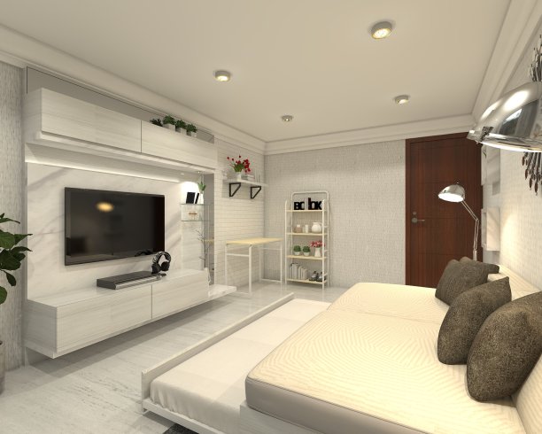 现代客厅设计，沙发床和电视柜图片下载