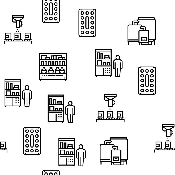 药品生产工厂图标集图片下载