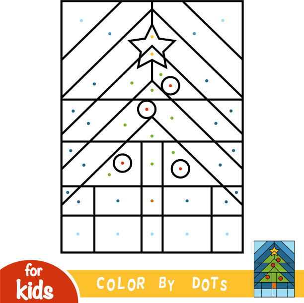 彩色小点游戏的孩子圣诞树图片下载