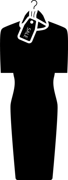 在衣架上穿有销售标签图标的衣服图片下载