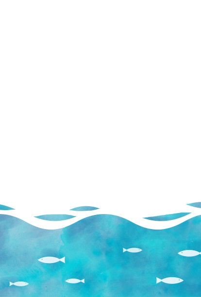 水彩蓝色的海洋与鱼图片下载