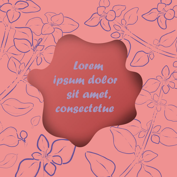 复古风格的卡片与牛至细枝和树叶图片下载