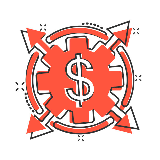 金钱收入图标在漫画风格的美元硬币图片下载