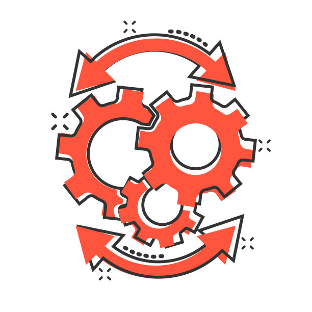 工作流图标在漫画风格齿轮有效图片下载