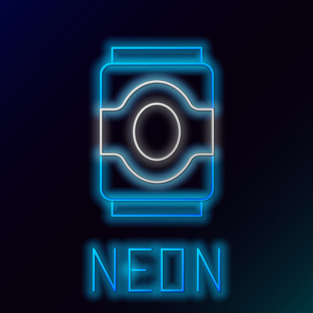 发光的霓虹灯线汽水罐图标孤立在黑色图片下载