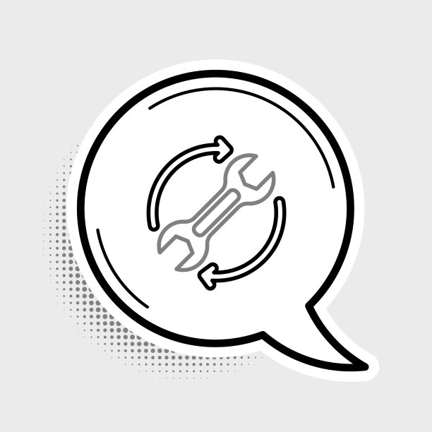 线扳手和箭头作为工作流图标图片下载