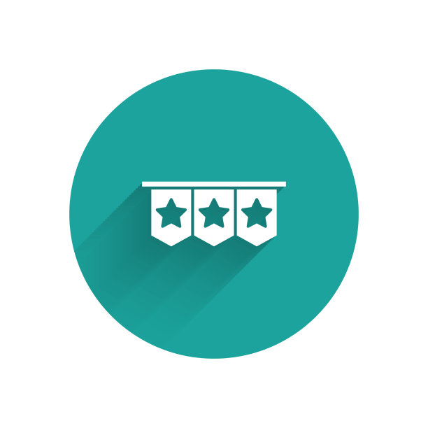 白色狂欢节花环与旗帜图标孤立图片下载