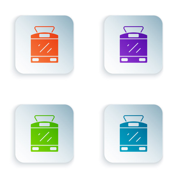 彩色电车和铁路图标孤立在白色图片下载