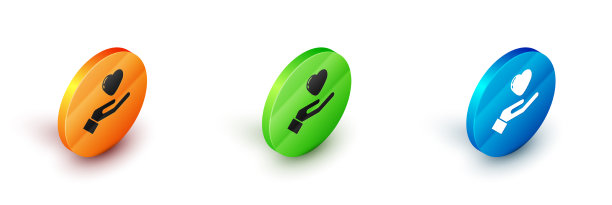 手握等距心脏图标孤立在白色图片下载