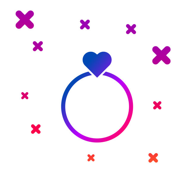 彩色结婚戒指图标孤立在白色图片下载