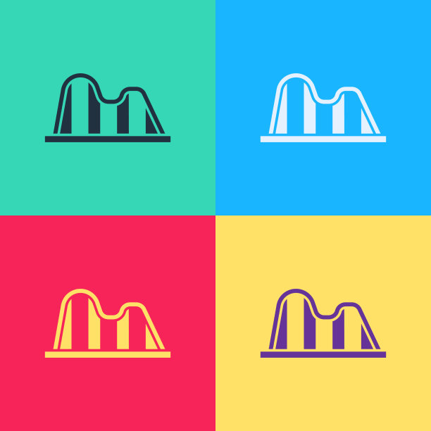 波普艺术的过山车图标孤立在颜色上图片下载