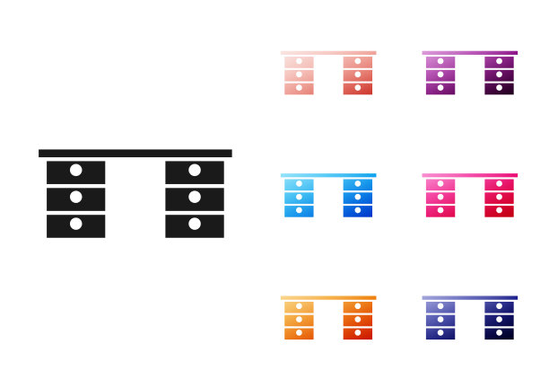 黑色办公桌图标孤立在白色上图片下载