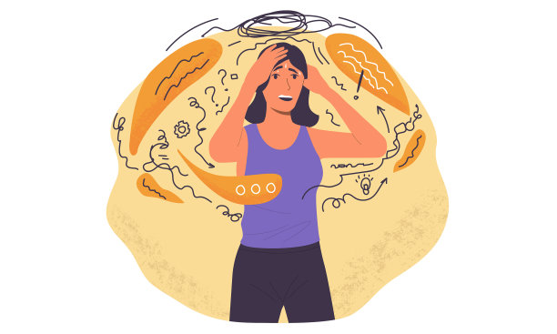 压力大的卡通女孩与情感图片下载