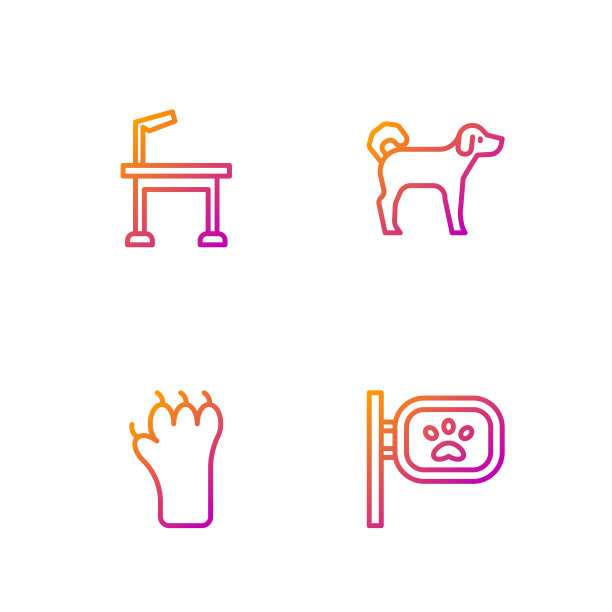 集线宠物美容爪印表和狗图片下载