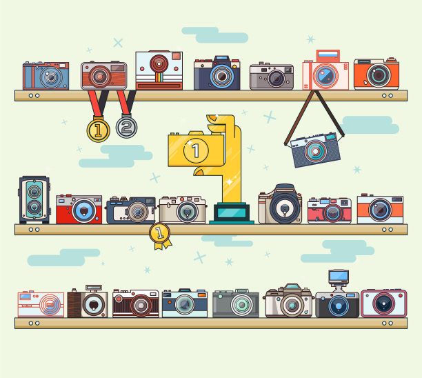 相机图标设置在架子上图片下载