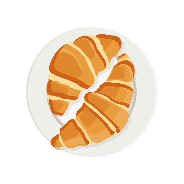 盘子里有两个羊角面包图片下载