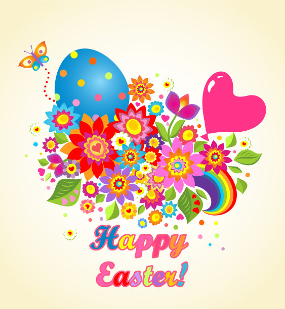 有趣的复活节贺卡与气球图片下载